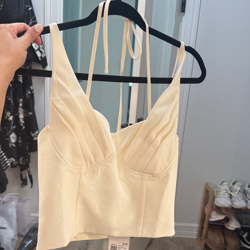 NEW Forever 21 Cream Pleated Bustier Top
